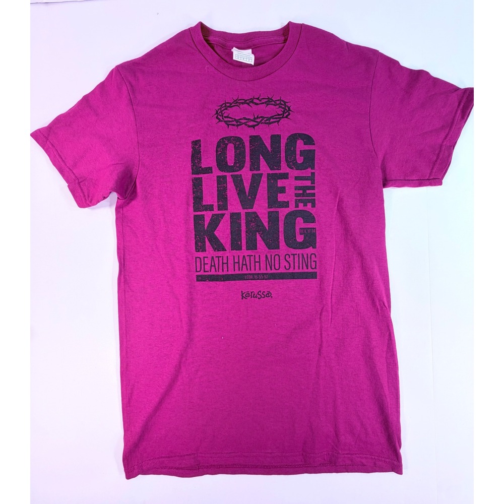 Kerusso Long Live The King Christian Graphic T-Shirt Maroon Red Small Delta Pro